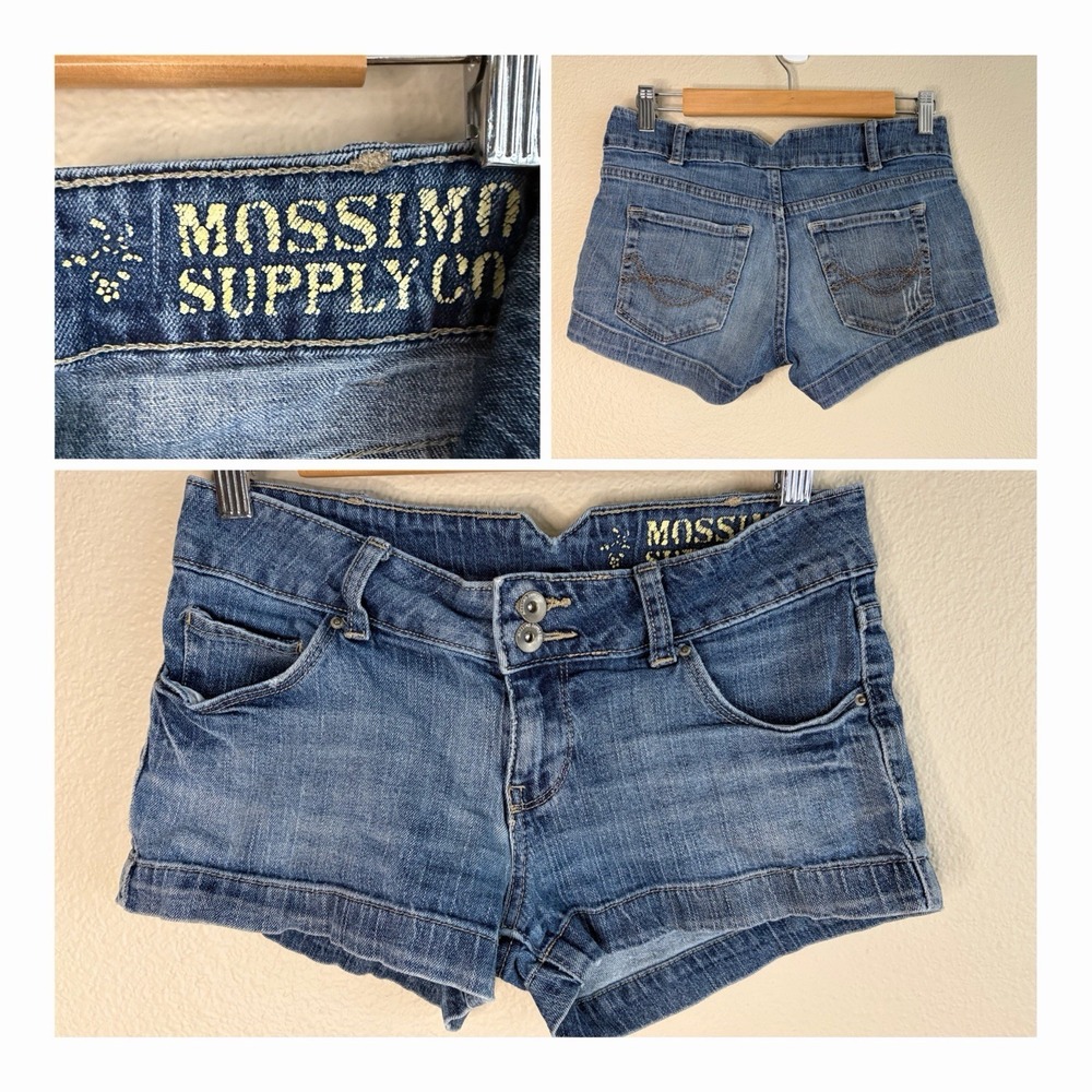 Mossimo SupplyCo Denim Shorts Size 5 Double Button Cuffed LowRise Y2K Style 2010